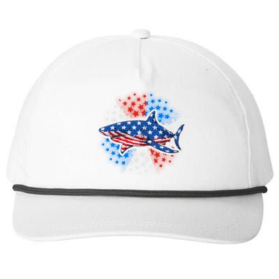 Stars And Stripes USA American Flag Shark Snapback Five-Panel Rope Hat