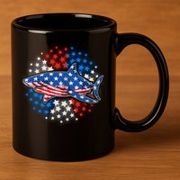 Stars And Stripes USA American Flag Shark 11oz C Handle Ceramic Mug