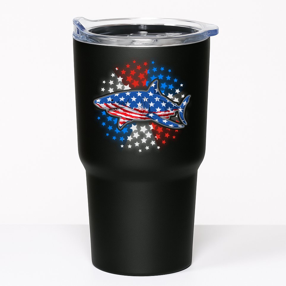 Stars And Stripes USA American Flag Shark Tumbler
