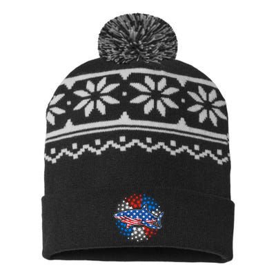 Stars And Stripes USA American Flag Shark USA-Made Snowflake Beanie