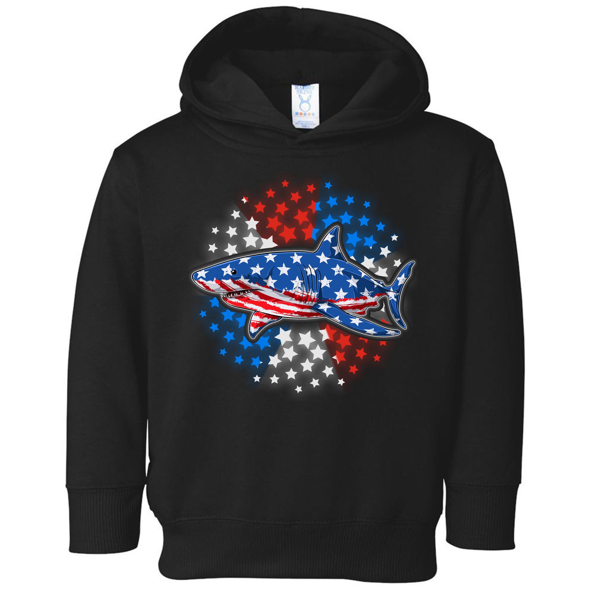 Stars And Stripes USA American Flag Shark Toddler Hoodie
