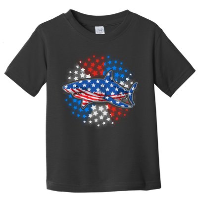 Stars And Stripes USA American Flag Shark Toddler T-Shirt