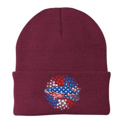 Stars And Stripes USA American Flag Shark Knit Cap Winter Beanie