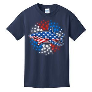 Stars And Stripes USA American Flag Shark Kids T-Shirt