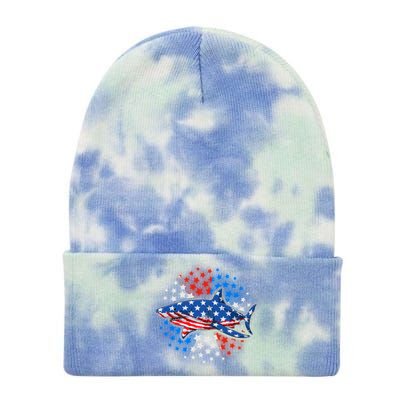 Stars And Stripes USA American Flag Shark Tie Dye 12in Knit Beanie