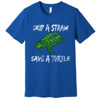 Skip A Straw Save A Turtle Cute Gift Tee Gift Premium T-Shirt