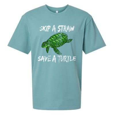 Skip A Straw Save A Turtle Cute Gift Tee Gift Sueded Cloud Jersey T-Shirt