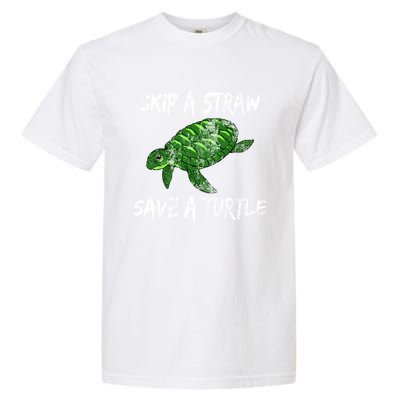 Skip A Straw Save A Turtle Cute Gift Tee Gift Garment-Dyed Heavyweight T-Shirt