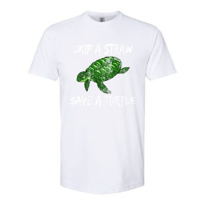 Skip A Straw Save A Turtle Cute Gift Tee Gift Softstyle CVC T-Shirt