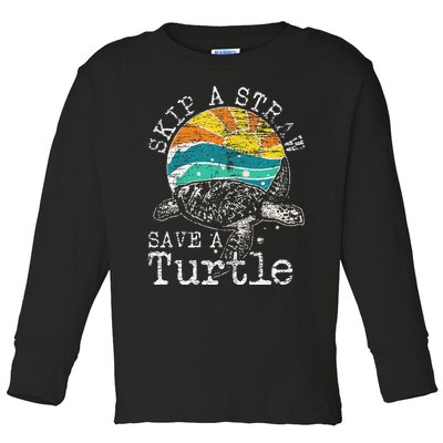 Skip A Straw Save A Turtle Toddler Long Sleeve Shirt