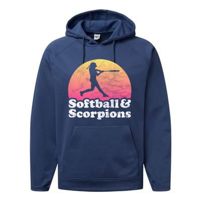 Softball And Scorpions Or Scorpion Gift Performance Fleece Hoodie