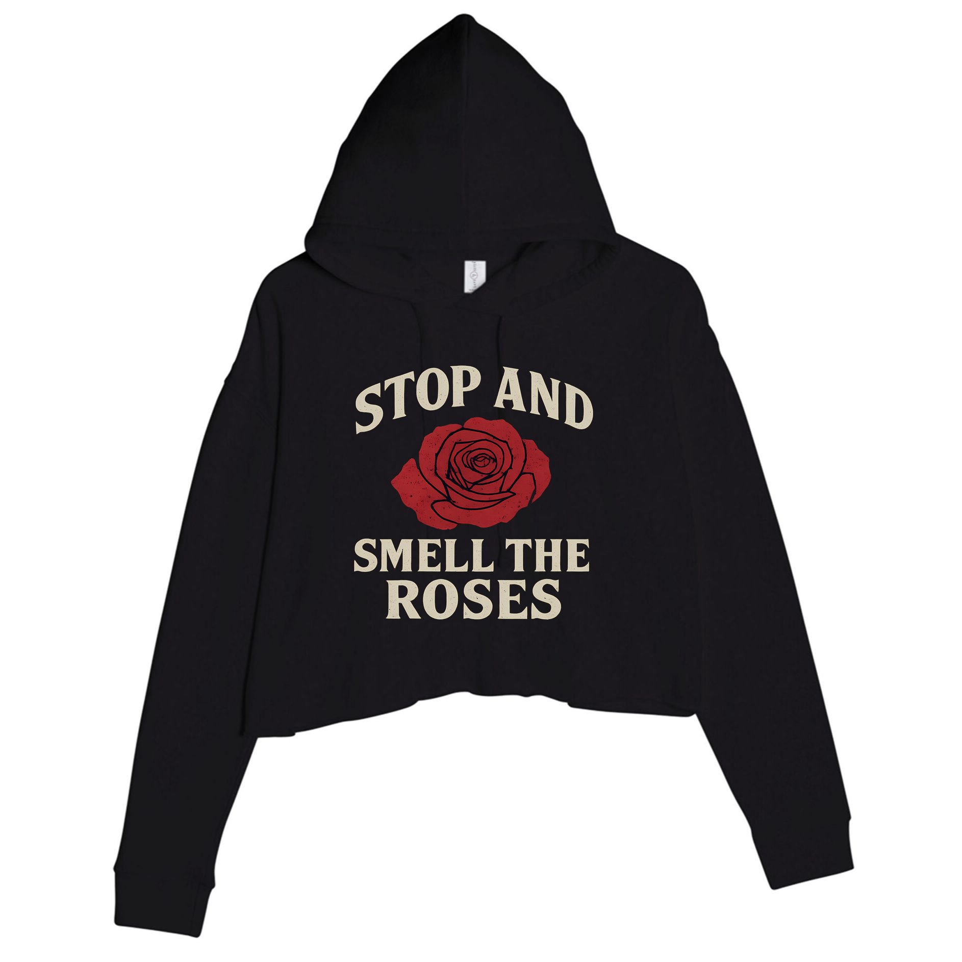 Stop and Smell the Roses Crop Fleece Hoodie