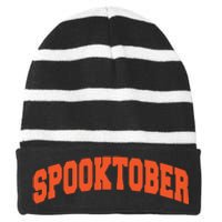 Spooktober Athletic Sports Design Striped Beanie with Solid Band