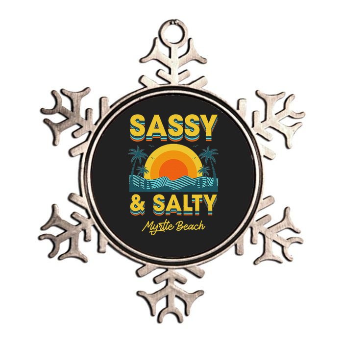 Sassy And Salty Myrtle Beach Retro Tropical Metallic Star Ornament