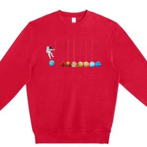 Space Astronaut Spaceman Astronomy Earth Mars Planets Premium Crewneck Sweatshirt