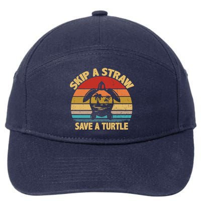 Skip A Straw Save A Turtle Gift Save The Sea Turtles Gift 7-Panel Snapback Hat