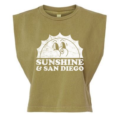 Sunshine And San Diego California Retro Vintage Sun Gift Garment-Dyed Women's Muscle Tee