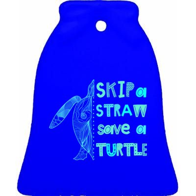 Skip A Straw Save A Turtle Gift Meaningful Gift Funny Gift Ceramic Bell Ornament