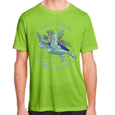 Skip A Straw Save A Turtle Ocean Adult ChromaSoft Performance T-Shirt