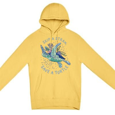 Skip A Straw Save A Turtle Ocean Premium Pullover Hoodie