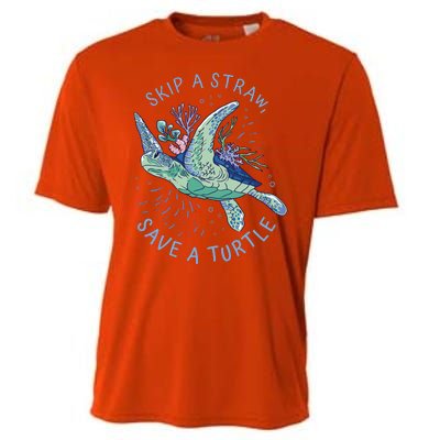 Skip A Straw Save A Turtle Ocean Cooling Performance Crew T-Shirt