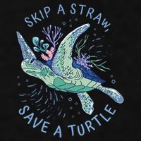 Skip A Straw Save A Turtle Ocean Ladies PosiCharge Tri-Blend Wicking Tank