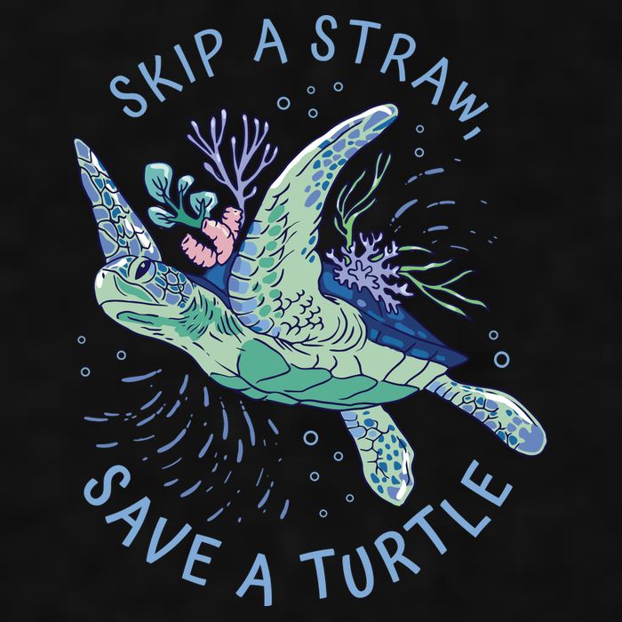 Skip A Straw Save A Turtle Ocean Ladies PosiCharge Tri-Blend Wicking Tank