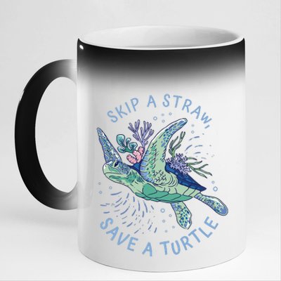 Skip A Straw Save A Turtle Ocean 11oz Black Color Changing Mug