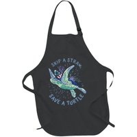 Skip A Straw Save A Turtle Ocean Full-Length Apron With Pockets