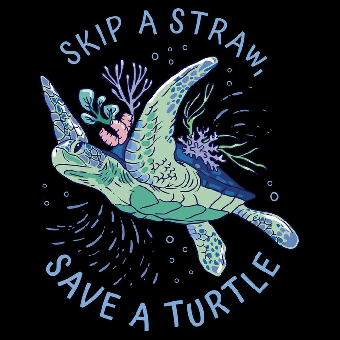 Skip A Straw Save A Turtle Ocean Full-Length Apron With Pockets