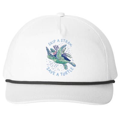 Skip A Straw Save A Turtle Ocean Snapback Five-Panel Rope Hat