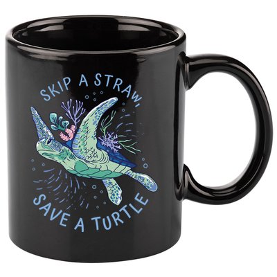 Skip A Straw Save A Turtle Ocean 11oz C Handle Ceramic Mug