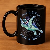 Skip A Straw Save A Turtle Ocean 11oz C Handle Ceramic Mug