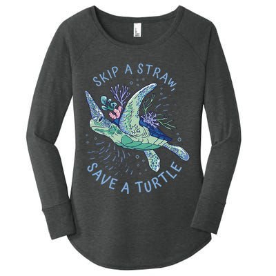 Skip A Straw Save A Turtle Ocean Women's Perfect Tri Tunic Long Sleeve Shirt