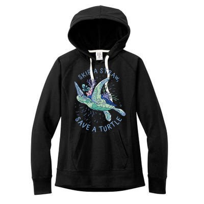 Skip A Straw Save A Turtle Ocean Women's Fleece Hoodie