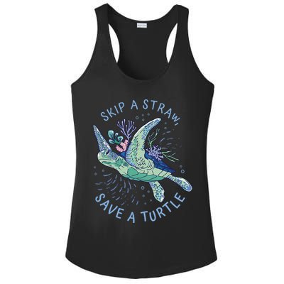 Skip A Straw Save A Turtle Ocean Ladies PosiCharge Competitor Racerback Tank