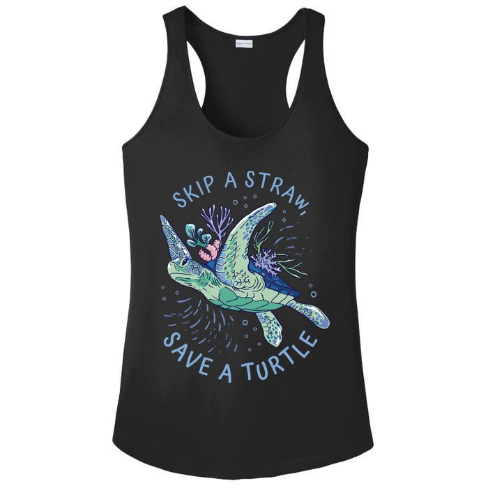 Skip A Straw Save A Turtle Ocean Ladies PosiCharge Competitor Racerback Tank