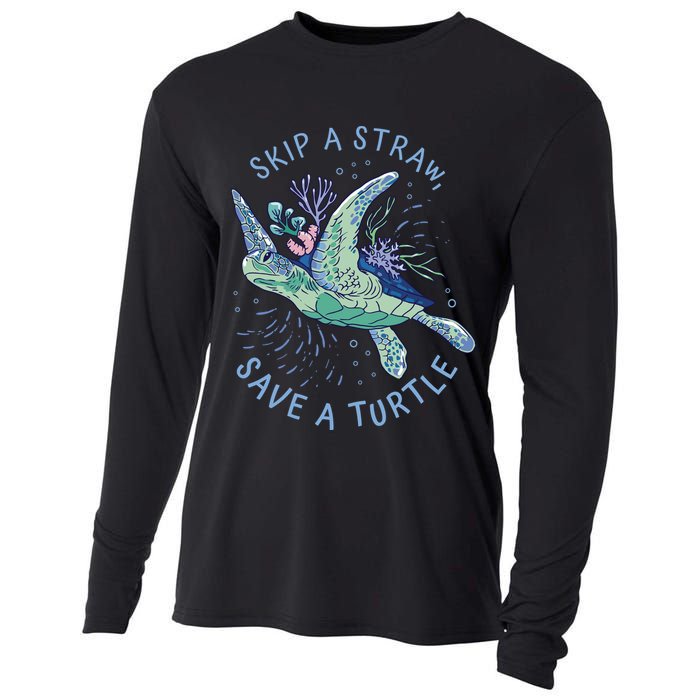 Skip A Straw Save A Turtle Ocean Cooling Performance Long Sleeve Crew