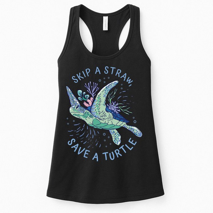Skip A Straw Save A Turtle Ocean Womens Tank Top