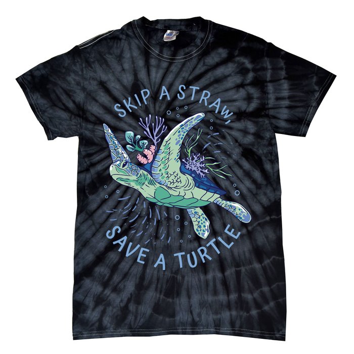 Skip A Straw Save A Turtle Ocean Tie-Dye T-Shirt