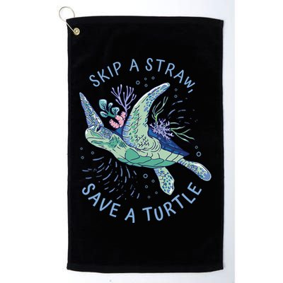 Skip A Straw Save A Turtle Ocean Golf Towel