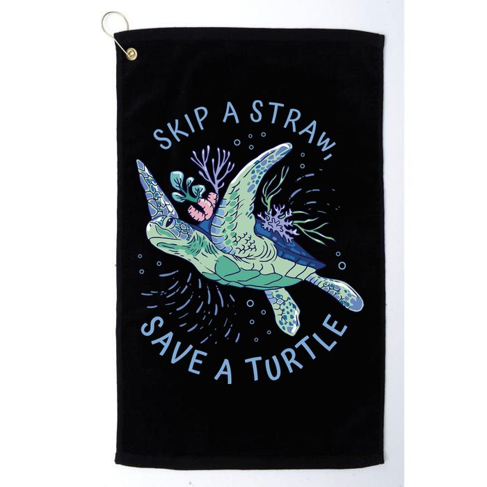 Skip A Straw Save A Turtle Ocean Golf Towel