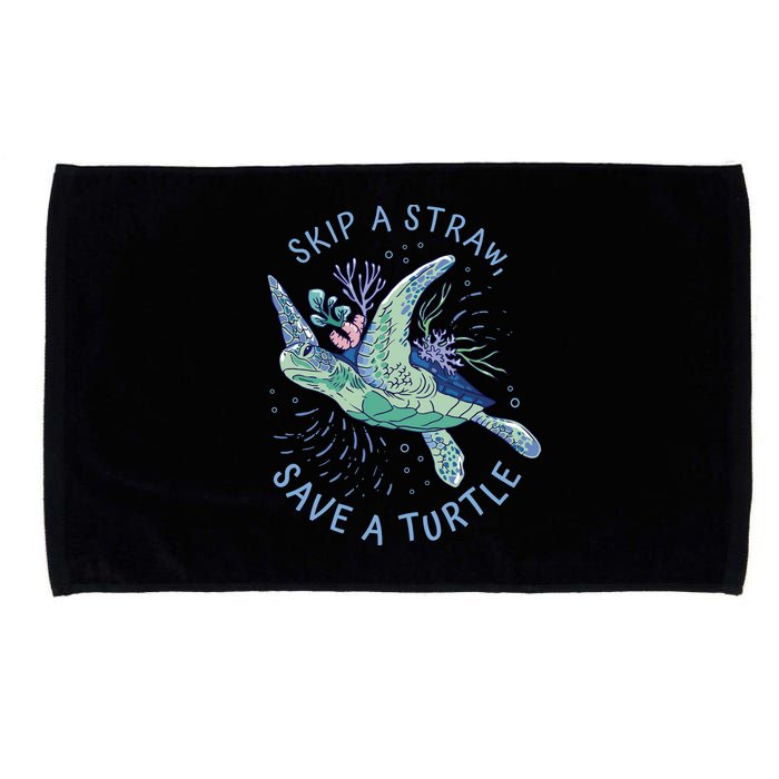 Skip A Straw Save A Turtle Ocean Microfiber Hand Towel