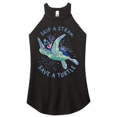 Skip A Straw Save A Turtle Ocean Women's Perfect Tri Rocker Tank