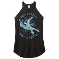 Skip A Straw Save A Turtle Ocean Women's Perfect Tri Rocker Tank