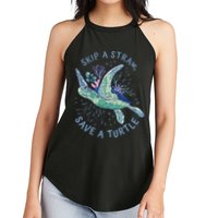 Skip A Straw Save A Turtle Ocean Women's Perfect Tri Rocker Tank