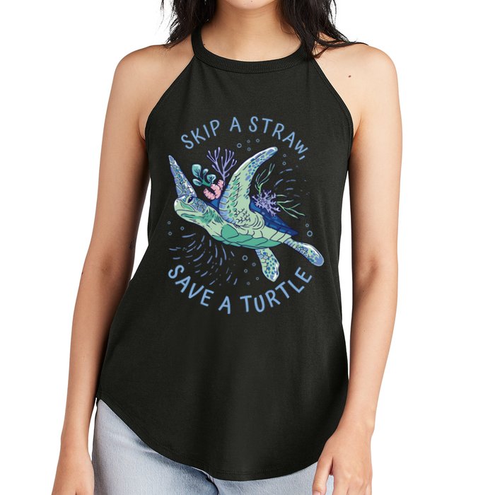 Skip A Straw Save A Turtle Ocean Women's Perfect Tri Rocker Tank