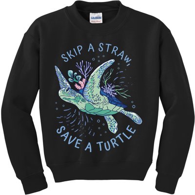 Skip A Straw Save A Turtle Ocean Kids Sweatshirt