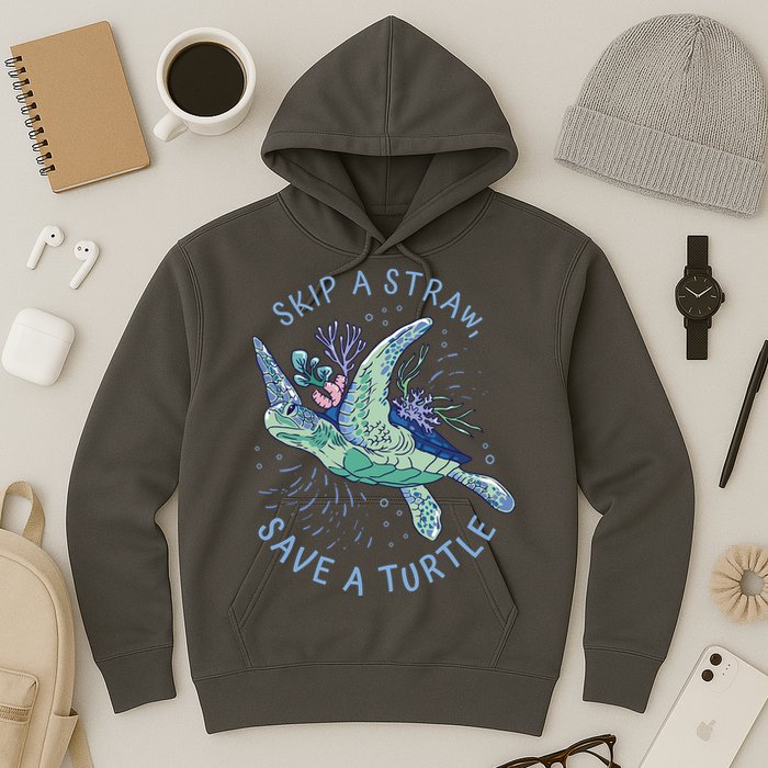 Skip A Straw Save A Turtle Ocean Hoodie