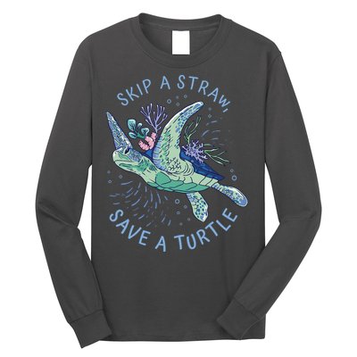 Skip A Straw Save A Turtle Ocean Long Sleeve Shirt